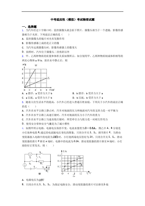 中考适应性(模拟)考试物理试题