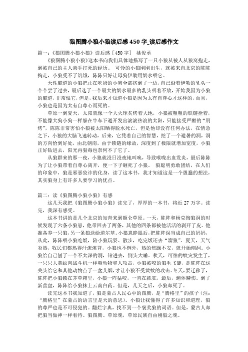 狼图腾小狼小狼读后感450字_读后感作文
