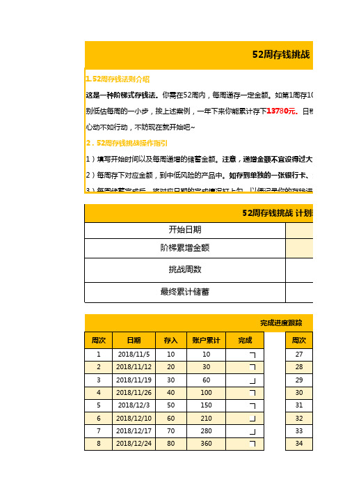 52周存钱挑战计划 .