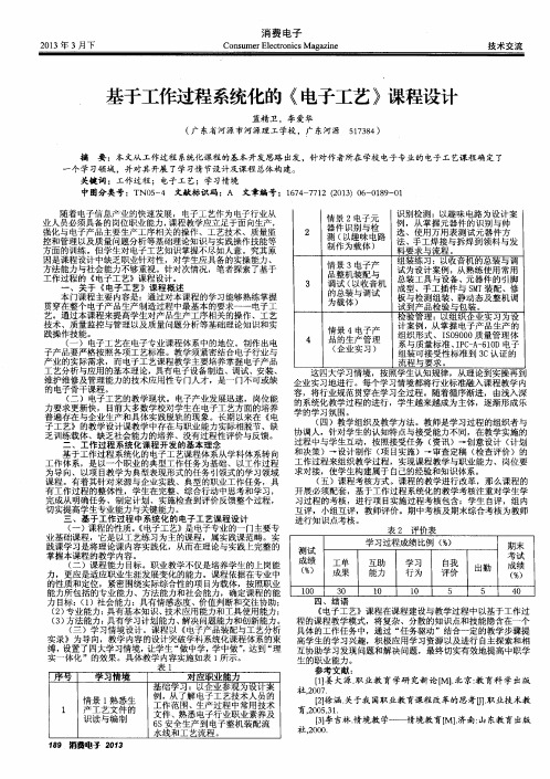 基于工作过程系统化的《电子工艺》课程设计
