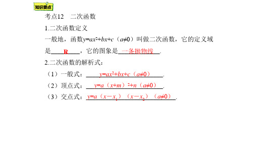 _ 考点12二次函数的图像与性质课件-2021年浙江省中职升学数学一轮复习