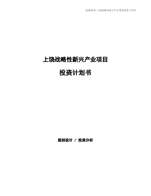 上饶战略性新兴产业项目投资计划书