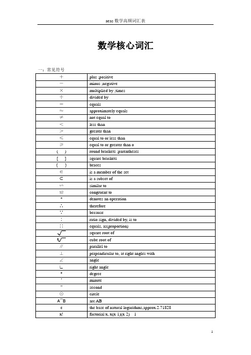 (完整word版)AEAS数学高频词汇-必备