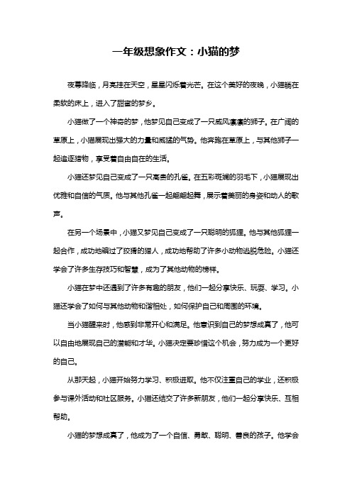 一年级想象作文：小猫的梦