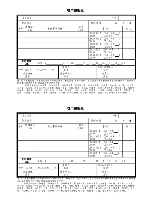 工程费用报销单【范本模板】