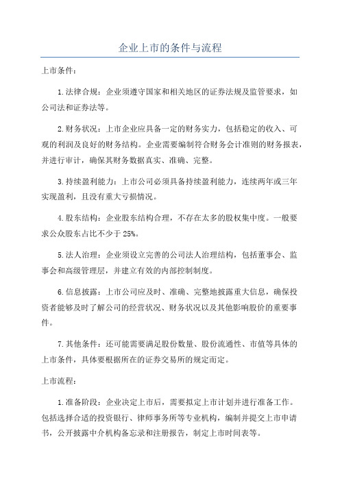 企业上市的条件与流程