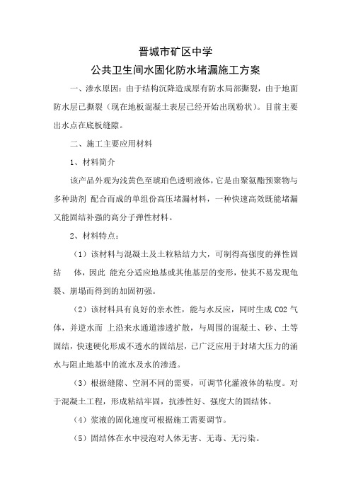 水固化防水堵漏施工方案