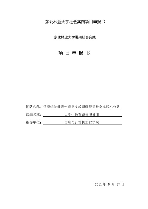2011暑期社会实践团队项目申报书(终稿)
