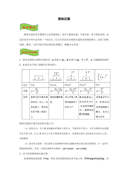 2020年中考物理-《固体压强》考点+训练
