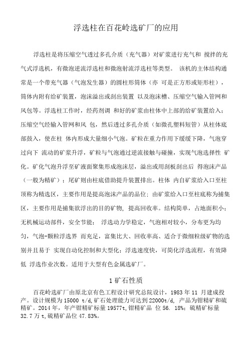 浮选柱在百花岭选矿厂的应用.