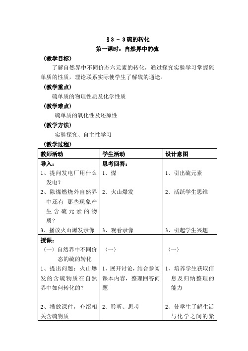 自然界中的硫