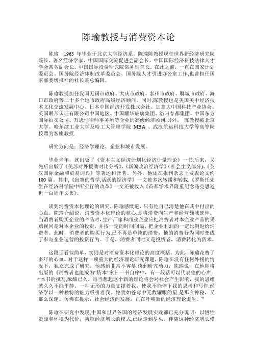 陈瑜教授与消费资本论