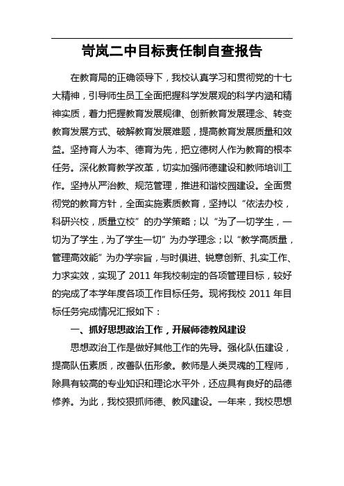 目标责任制自查报告