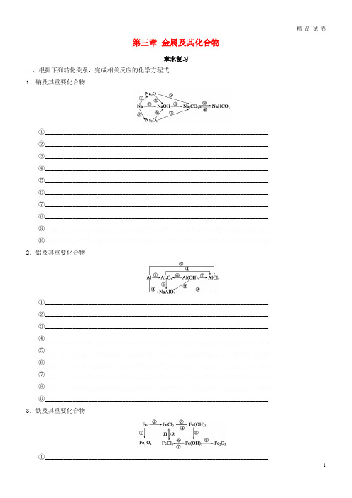 2019高中化学 第03章 金属及其化合物章末复习导学案 新人教版必修1