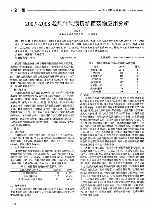 2007～2008我院住院病历抗菌药物应用分析