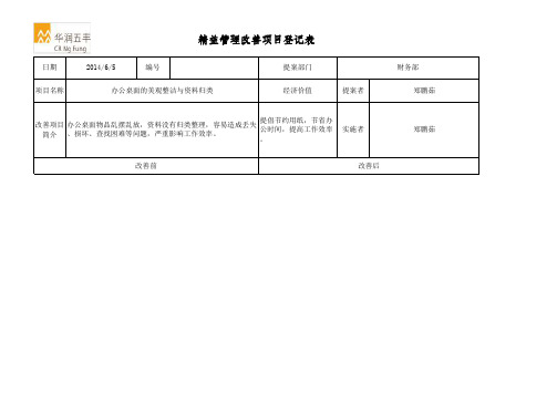 财务部精益管理持续改进附件