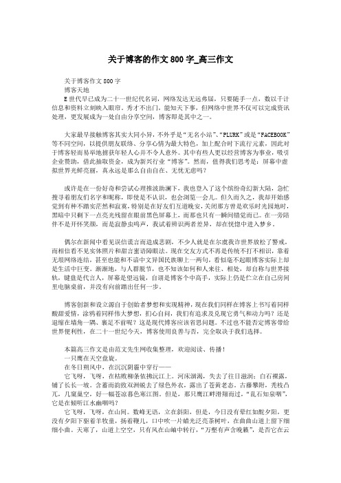 关于博客的作文800字_高三作文.doc