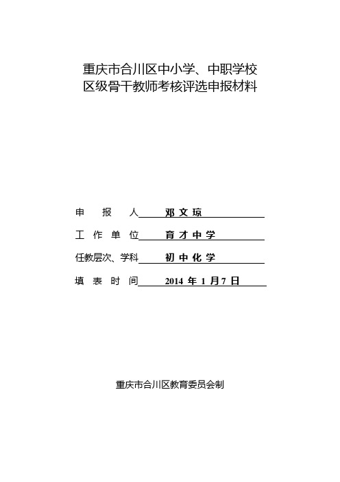 骨干教师评选申报表