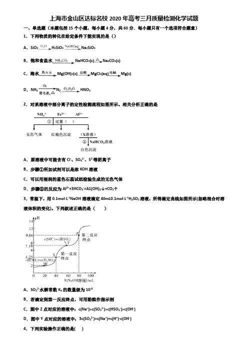 上海市金山区达标名校2020年高考三月质量检测化学试题含解析