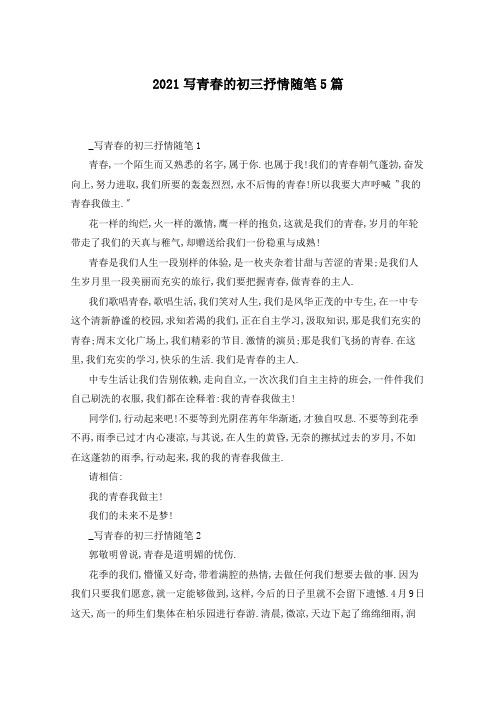 2021写青春的初三抒情随笔5篇