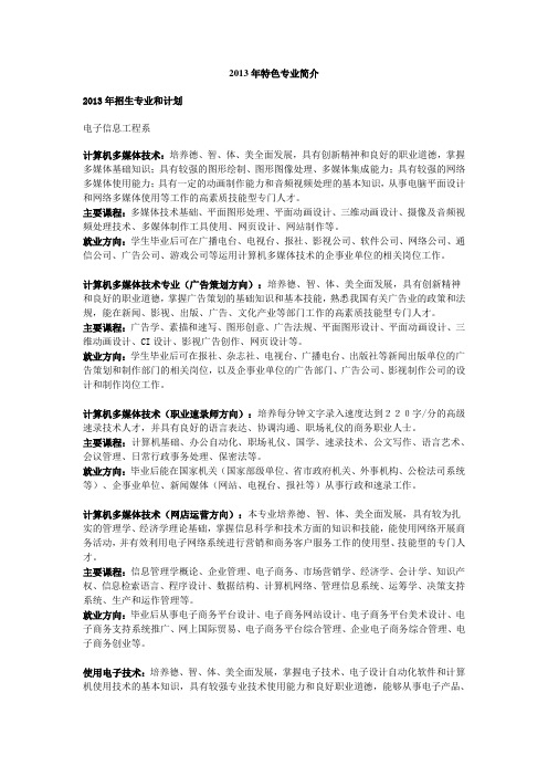 2013学年特色专业简介