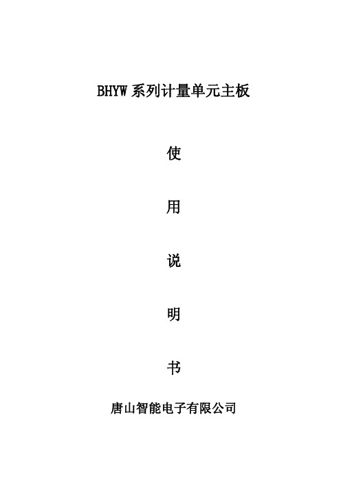 BHYW计量控制单元主板使用说明书