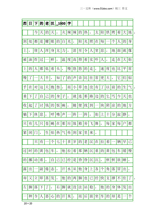 初三作文：烈日下的老汉_1000字