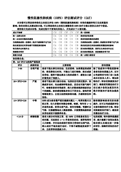 慢性阻塞性肺疾病评分(CAT)