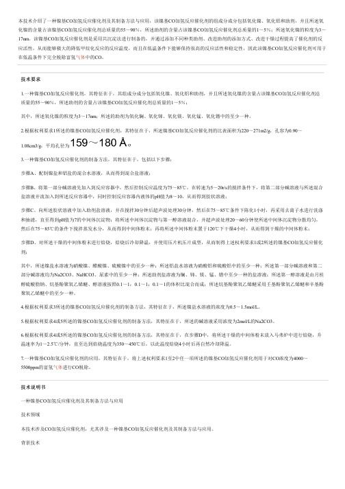 镍基CO加氢反应催化剂及其设备制作方法与应用与设计方案