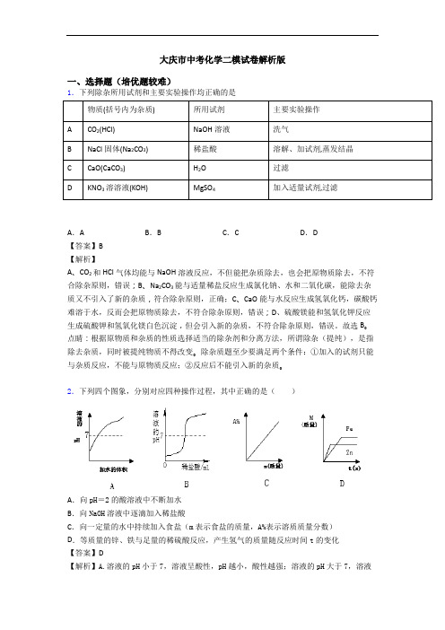大庆市中考化学二模试卷解析版