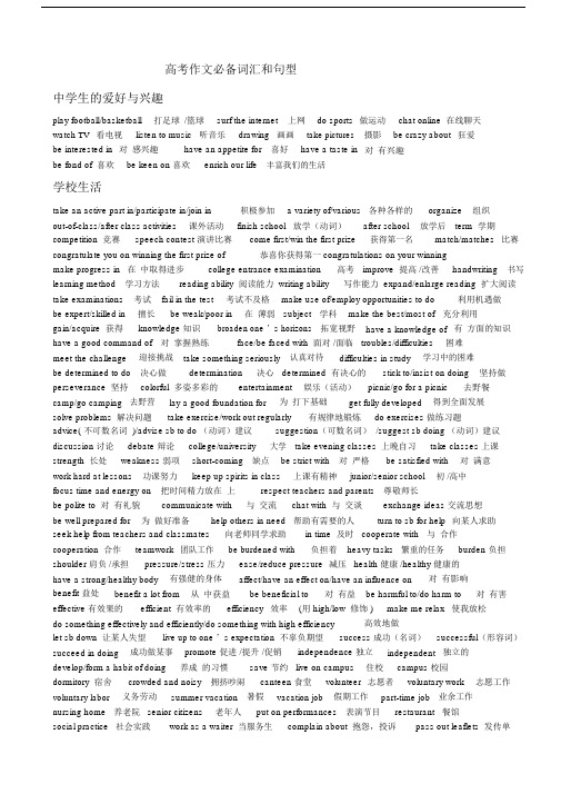 高考作文必备词汇和句型.doc