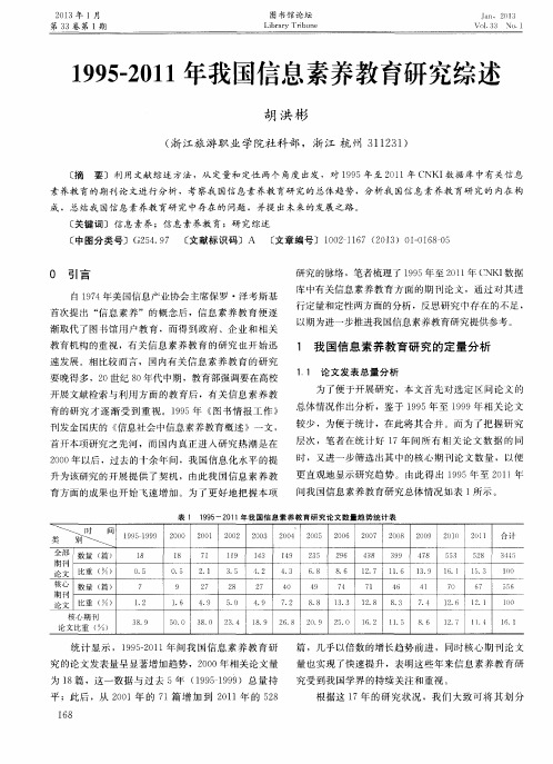1995—2011年我国信息素养教育研究综述