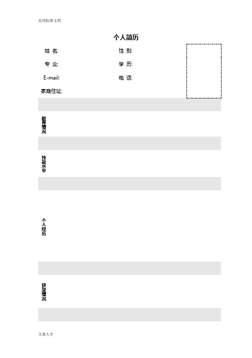 模拟应聘大赛个人简历实用模板