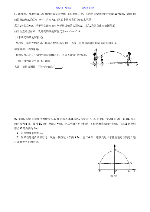 中考数学二次函数应用题