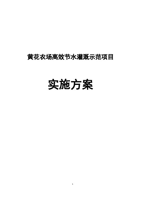 黄花农场高效节水灌溉示范项目可行性研究报告