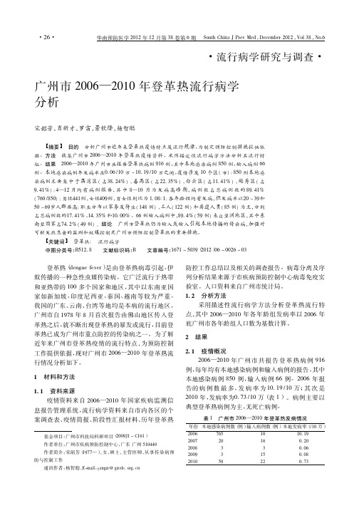 广州市2006—2010年登革热流行病学