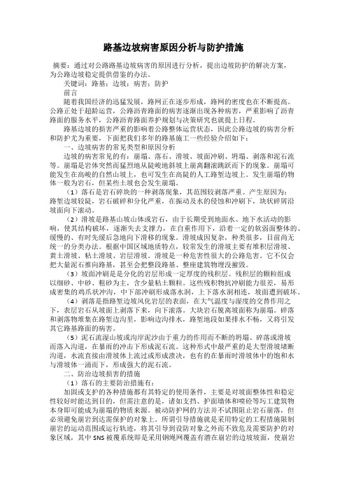 路基边坡病害原因分析与防护措施