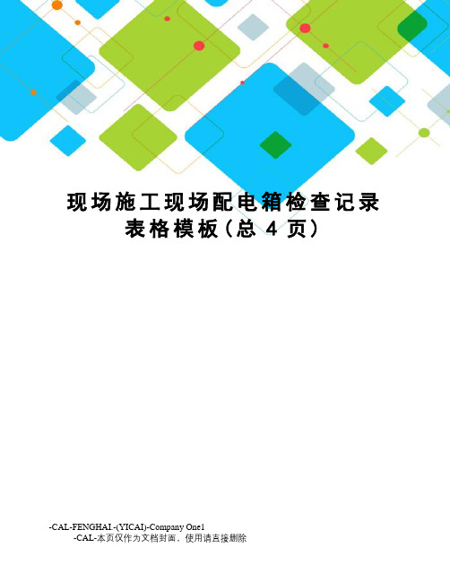 现场施工现场配电箱检查记录表格模板