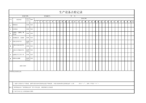 生产设备点检记录表