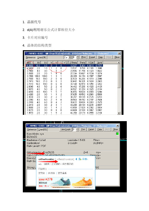 XRD只需要用到这几个数据