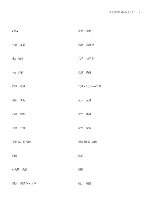 (完整)鲁教版五四制九年级英语全册单词默写四线格,推荐文档