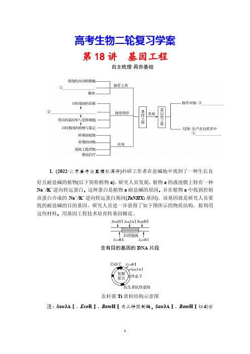 高考生物二轮复习学案：第18讲  基因工程