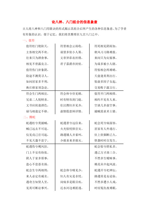 论八神、八门组合后的信息象意