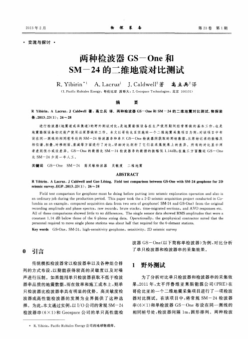 两种检波器GS-One和SM-24的二维地震对比测试