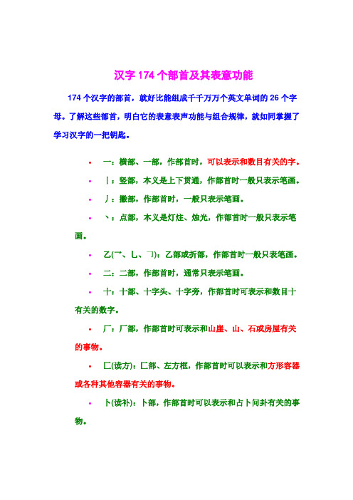 汉字的部首及其表意功能
