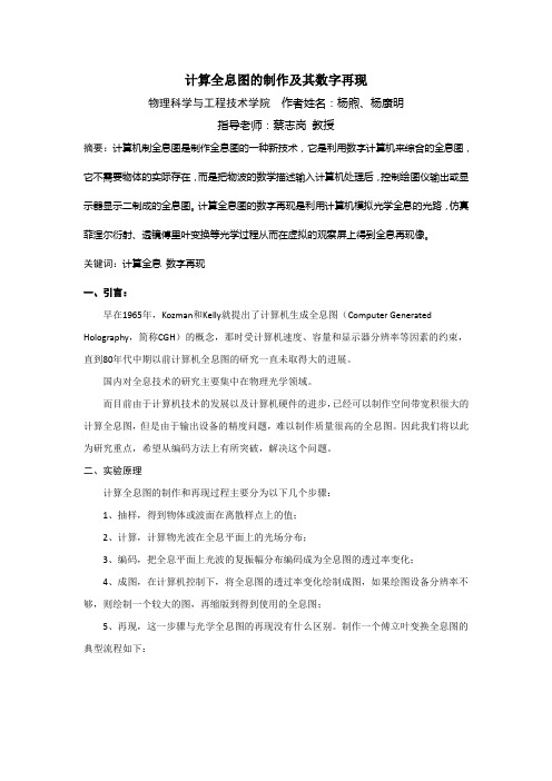 计算全息图的制作及数字再现