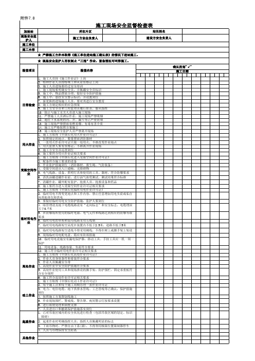 施工现场安全监督检查表
