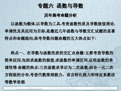 高考数学艺考生冲刺点睛课件：第三章 高考复习冲刺点金---主观题 专题六 函数与导数(共37张PPT)