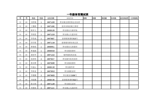 一年级cs 徐闻县和安镇中心小学体测模版