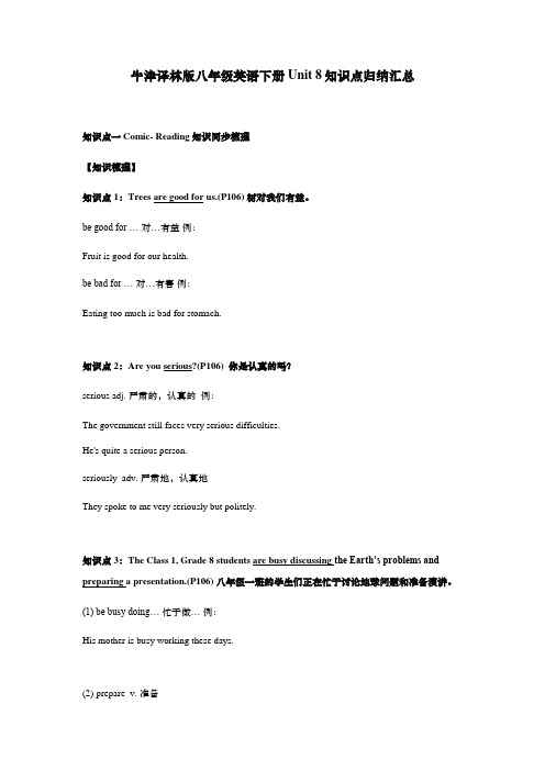 牛津译林版八年级英语下册Unit 8知识点归纳汇总